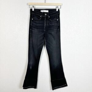 AYR Women’s The Shade Crop Flare Jeans in Distressed Black‎ Size 25